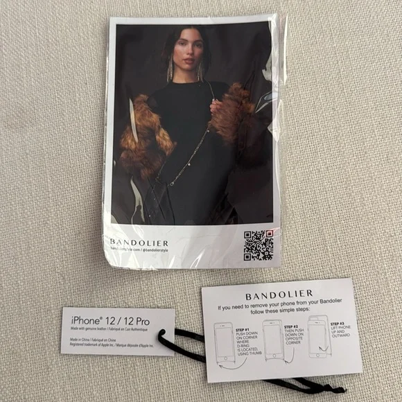 Snakeskin Donna side-slot crossbody iPhone 12 / 12 Pro with lipstick pouch - Picture 4 of 5